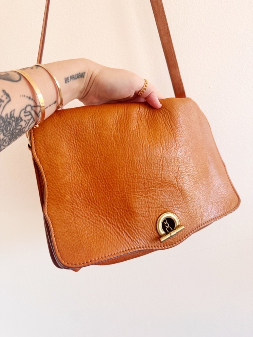 Zara Leather Shoulder Bag in Cognac Brown - Picture 2 of 7